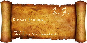 Knopp Ferenc névjegykártya