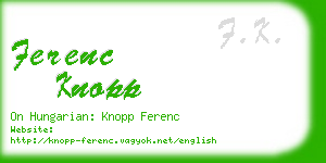 ferenc knopp business card